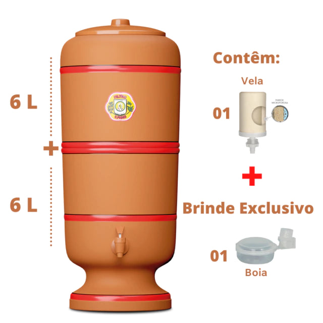 Filtro de Barro São Pedro - 6 litros - 1 vela